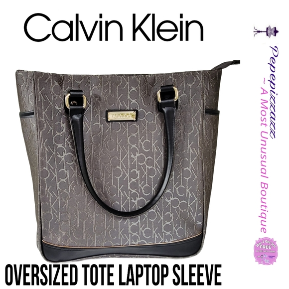 CK CALVIN KLEIN AMAZING SIGNATURE TOTE. LAPTOP BAG, WEEKENDER, CARRY ON, BOOKS - Picture 1 of 16